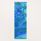 Tapis De Yoga Blue Turquoise Marine Abstrait Fluid Marble Art (Dos)