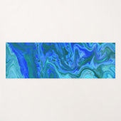 Tapis De Yoga Blue Turquoise Marine Abstrait Fluid Marble Art (Devant (Horizontal))