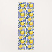 Tapis De Yoga Blue White Lemon Tile Pattern Mediterranean Citrus (Devant)