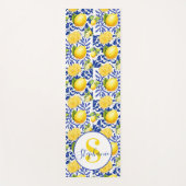 Tapis De Yoga Blue White Lemon Tile Pattern Name Monogram Citrus (Devant)