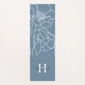 Tapis De Yoga Blue Wildflower Hand Drawn Custom Monogram Name (Devant)