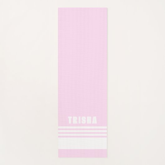 Tapis De Yoga blush pink light modern preppy classic stripes (Devant)