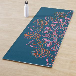 Tapis De Yoga Bohème Chic Mandala Bien-Être Spirituel   Bleu