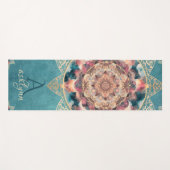 Tapis De Yoga Boho Aquarelle Nebula Gold Flower Mandala Yogi (Devant (Horizontal))