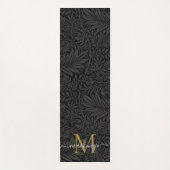 Tapis De Yoga Boho Black Floral Gold Monogramme Nom (Devant)