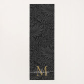 Tapis De Yoga Boho Black Floral Gold Monogramme Nom (Dos)