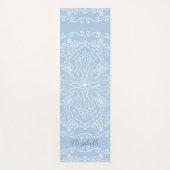 Tapis De Yoga Boho bleu clair Mandala Élégant Monogramme (Devant)