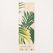 Tapis De Yoga Boho Blush Green Tropical Palm Plage Feuille (Devant)