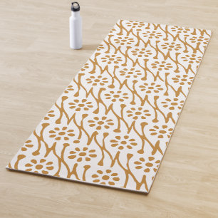 Tapis De Yoga Boho Botanical Illustration Motif Honey Gold