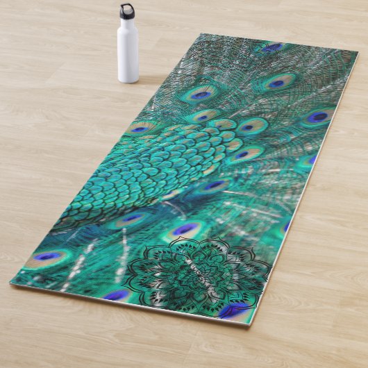 Tapis De Yoga Boho Chatoyant Chic Peacock Feather (En situation)