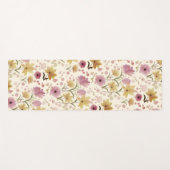 Tapis De Yoga Boho Cream Plum Wildflower Watercolor (Devant (Horizontal))