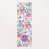 Tapis De Yoga Boho du lever du soleil Floral violet et blanc Mon (Devant)