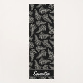 Tapis De Yoga Boho Feuille Noir Et Blanc Nom Élégant (Devant)