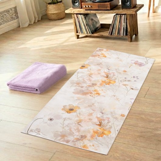 Tapis De Yoga Boho Floral Watercolor 