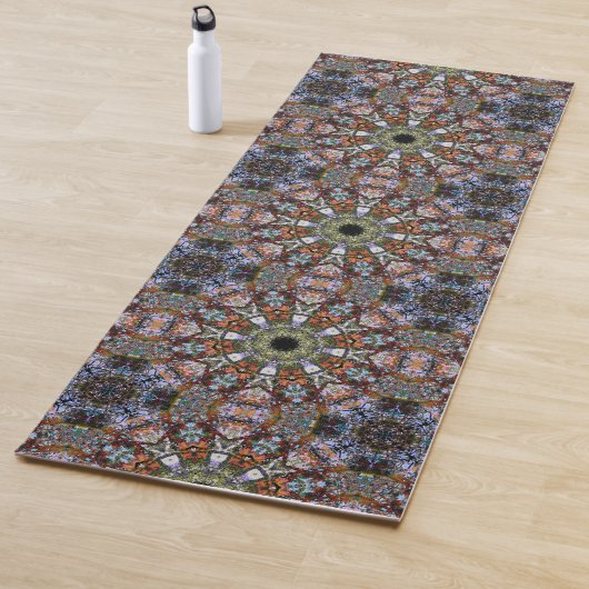 Tapis De Yoga Boho Hippie Mandala Carreaux Abstraits (En situation)