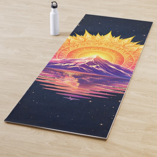 Tapis De Yoga Boho Mandala Mountain Sunset | Cosmic Night Sky (En situation)