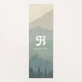 Tapis De Yoga Boho Monogram Mountains & Forest Blue (Devant)