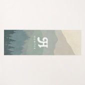 Tapis De Yoga Boho Monogram Mountains & Forest Blue (Devant (Horizontal))