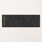 Tapis De Yoga Boho Noir Gris Botanique (Devant (Horizontal))