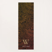 Tapis De Yoga Boho Orange Brûlé Botanique Or Monogramme Nom (Dos)