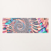 Tapis De Yoga Boho Pastel rose et bleu spirale Abstraite fractal (Dos (Horizontal))