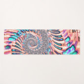 Tapis De Yoga Boho Pastel rose et bleu spirale Abstraite fractal (Devant (Horizontal))