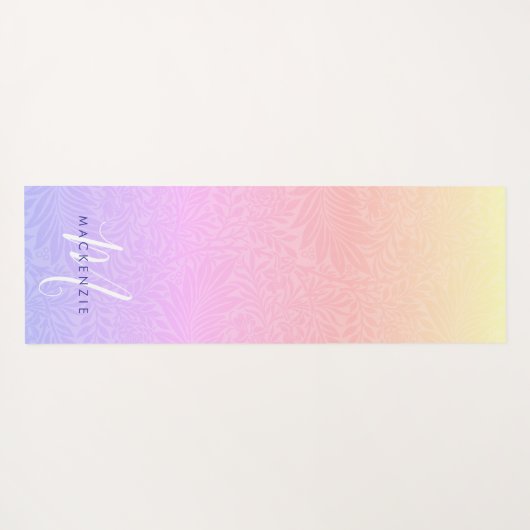 Tapis De Yoga Boho Rainbow Botanogram Nom (Dos (Horizontal))