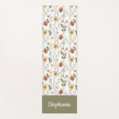 Tapis De Yoga Boho Wildflower Watercolor Custom Name (Devant)