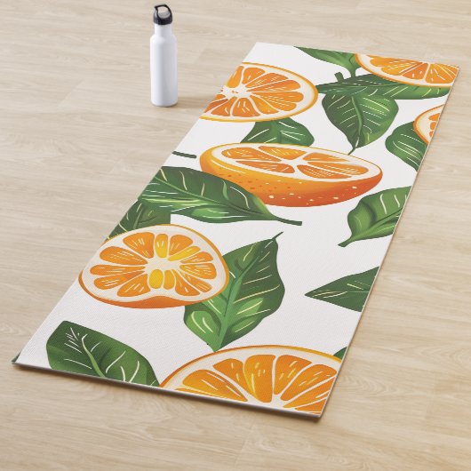 Tapis De Yoga Botanical Fruit Orange Citrus Seamless Pattern (En situation)