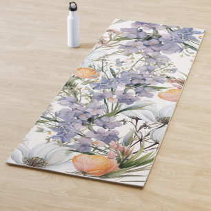 Tapis De Yoga Botanique pastel couleurs fleur sauvage été fleuri
