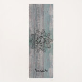 Tapis De Yoga Bouddha de germe noire sur bois rustique (Devant)