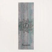 Tapis De Yoga Bouddha de germe noire sur bois rustique (Dos)