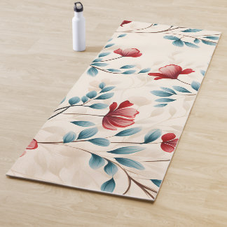 Tapis De Yoga Branche florale botanique élégante
