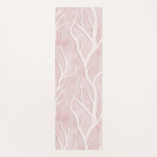Tapis De Yoga Branches d'arbre rose et crème (Devant)