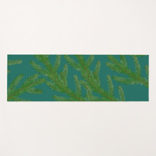 Tapis De Yoga Branches de sapin vert festif (Devant (Horizontal))