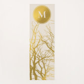 Tapis De Yoga Branches Gold Tree Motif Monogramme beige (Devant)