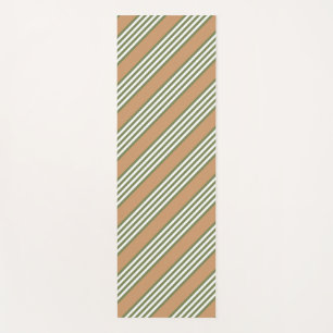Tapis De Yoga Brayures vert olive et blanc motif avec bronze