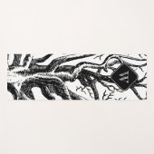 Tapis De Yoga Brèches Abstraites en noir rustique Monogramme (Devant (Horizontal))