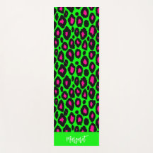 Bright leopard skin monogram name Yoga Mat