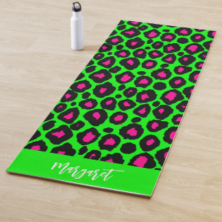 Tapis De Yoga Bright leopard skin monogram name Yoga Mat