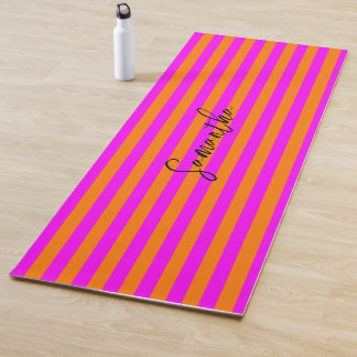 Tapis De Yoga Bright Orange Hot Rose Strip Motif Nom personnalis
