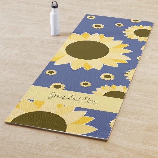 Tapis De Yoga Bright Sunflowers on Navy blue (En situation)