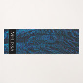 Tapis De Yoga Brillant métallique bleu vif abstrait Votre nom (Devant (Horizontal))