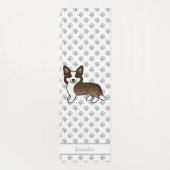 Tapis De Yoga Brindle Cardigan Welsh Corgi Chien & Nom (Dos)
