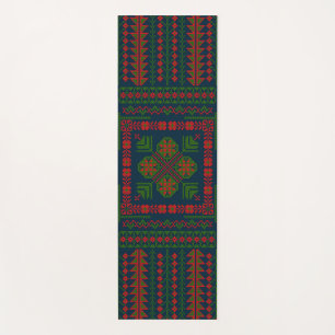 Tapis De Yoga Broderie palestinienne Tatreez rouge vert 5 Motif