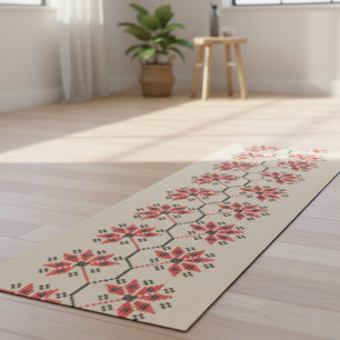 Tapis De Yoga Broderie Ukrainienne Art Populaire Floral 