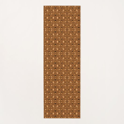 Tapis De Yoga Brown patterned fabric featuring a symmetrical  (Devant)