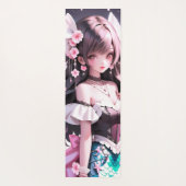 Tapis De Yoga Brown Sirène Haired aux fleurs roses dans ses chev (Dos)