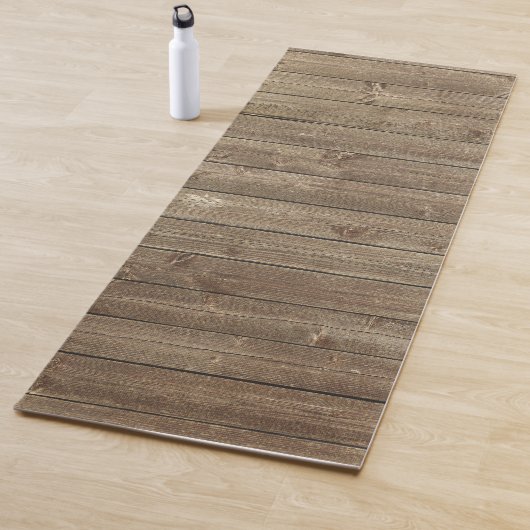Tapis De Yoga Brown Wood Motif Nature (En situation)