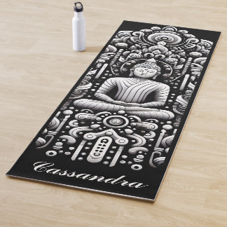 Tapis De Yoga Buddha in black and white 